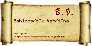Babincsák Veréna névjegykártya